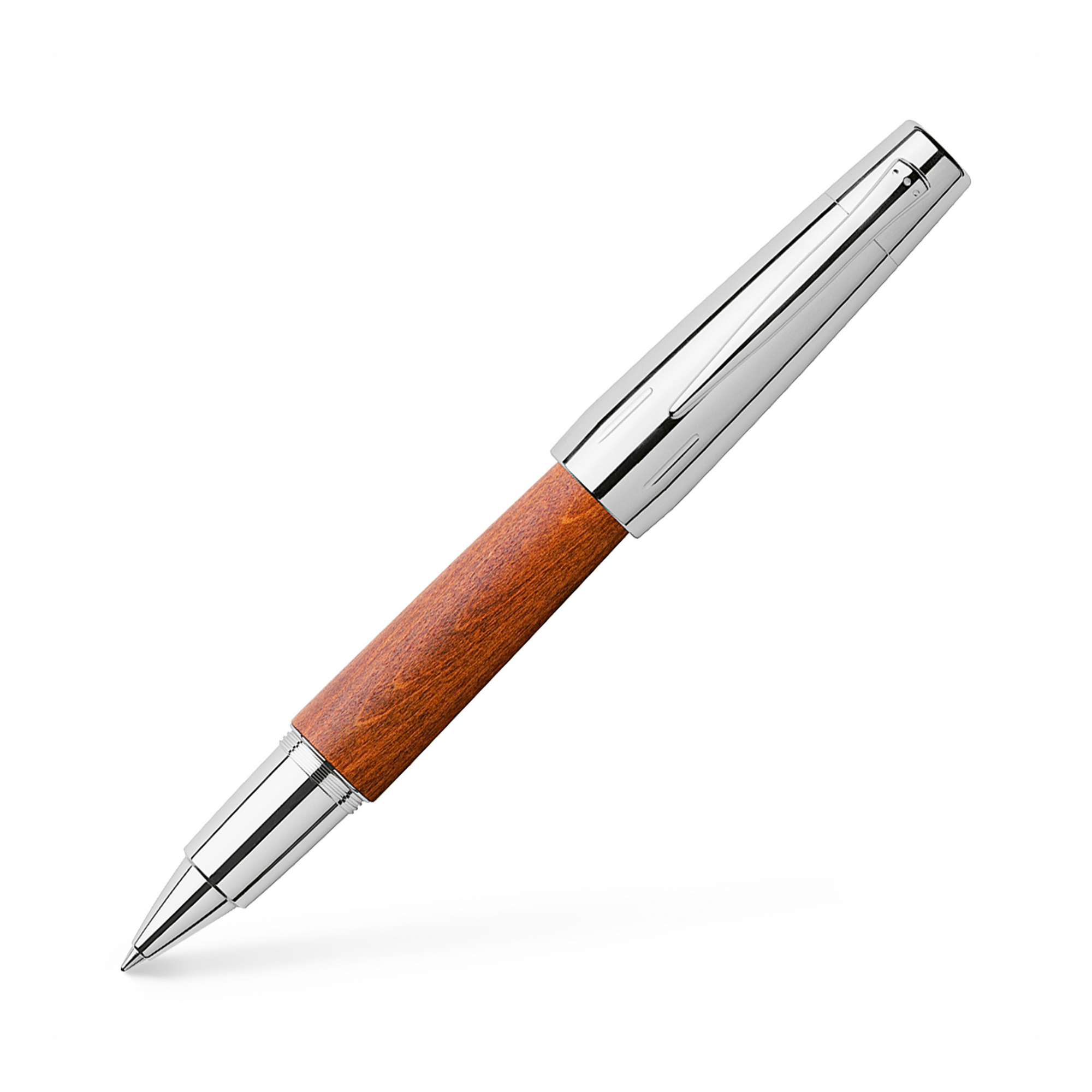 Faber Castell E-Motion Rollerball Pen - Pearwood Brown/Chrome