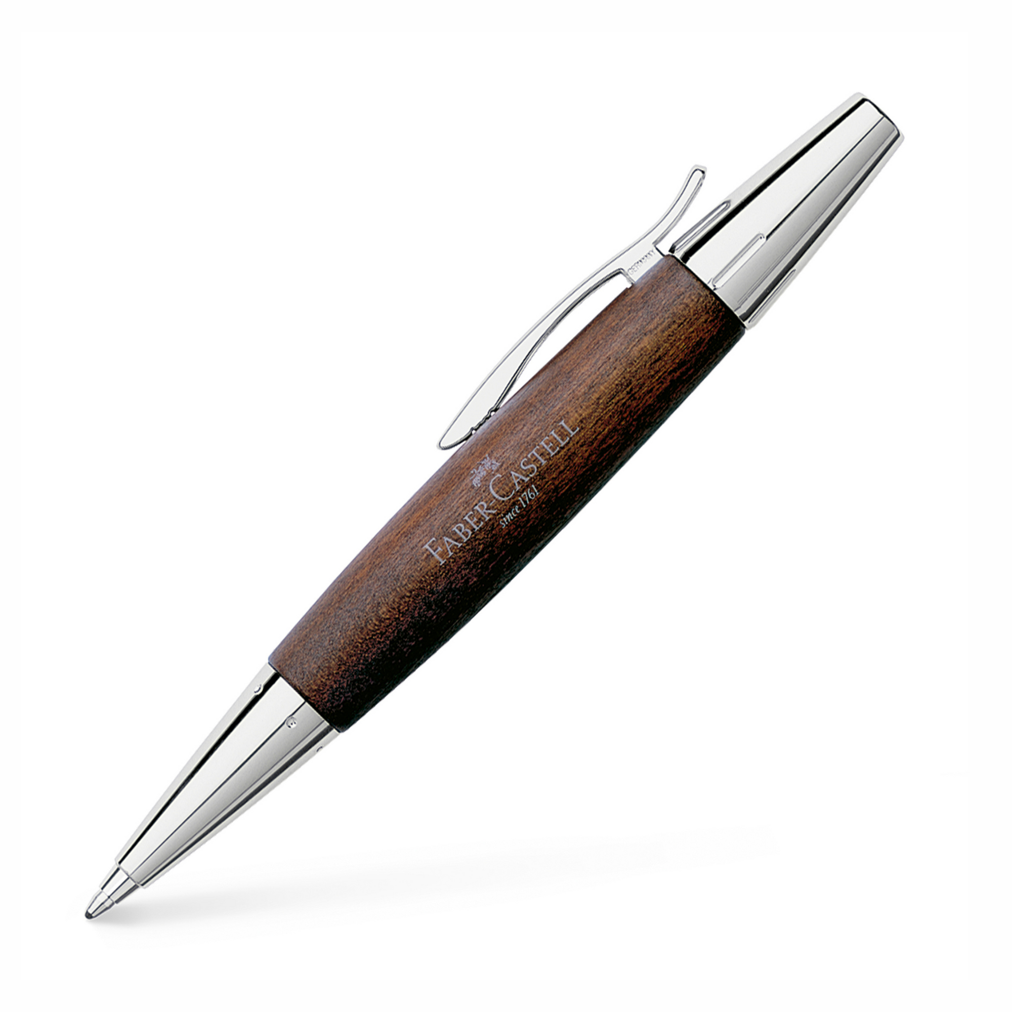Faber Castell E-Motion Twist Ballpen - Pearwood Dark Brown/Chrome