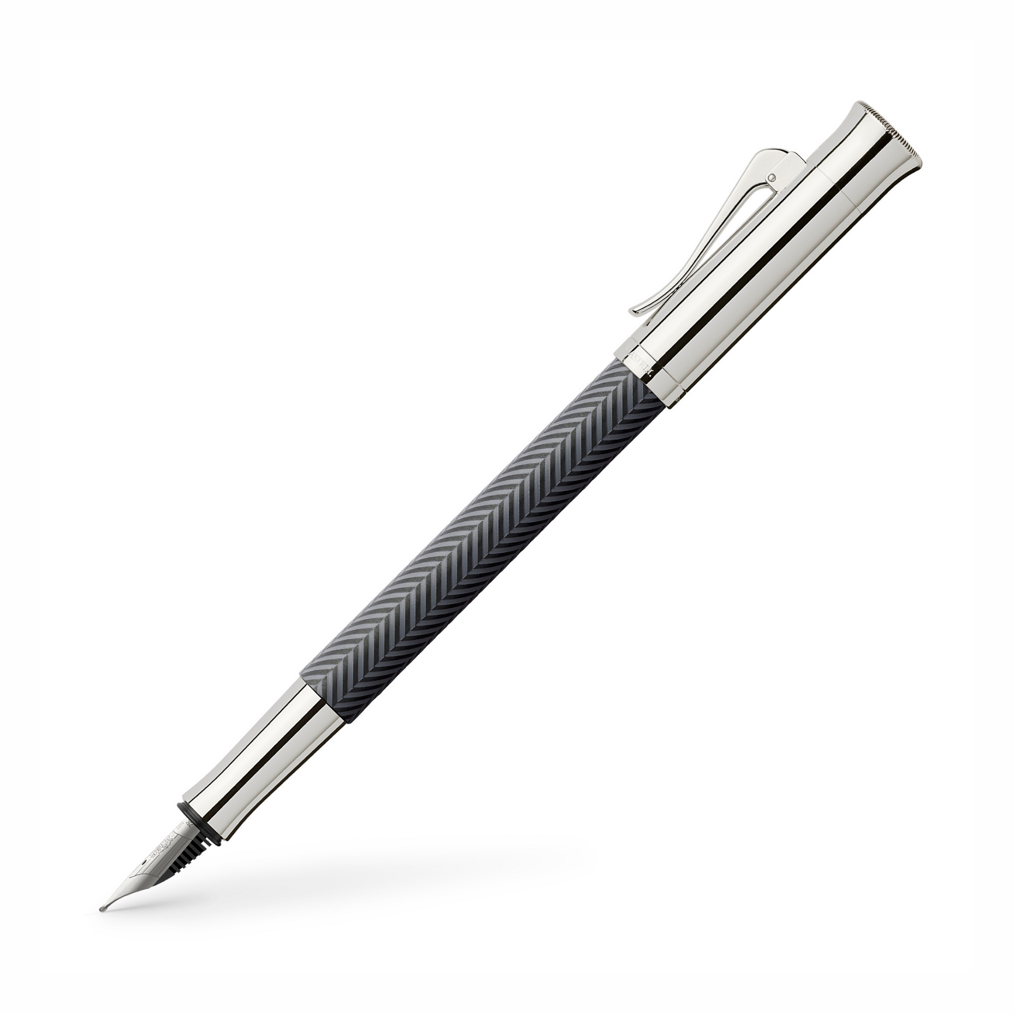 Graf von Faber-Castell Fountain Pen - Guilloche Cisele Anthracite/Rhodium Plated