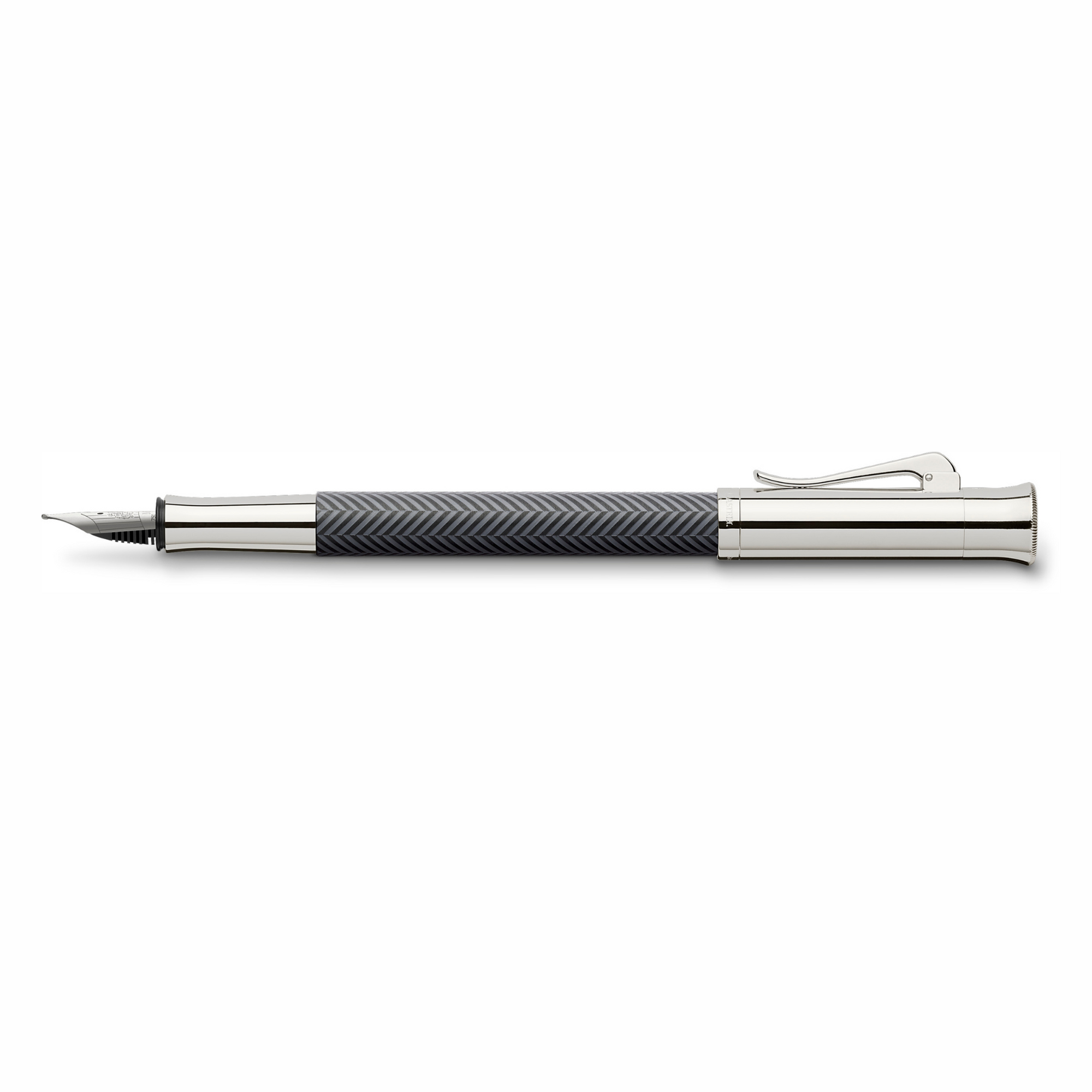 Graf von Faber-Castell Fountain Pen - Guilloche Cisele Anthracite/Rhodium Plated