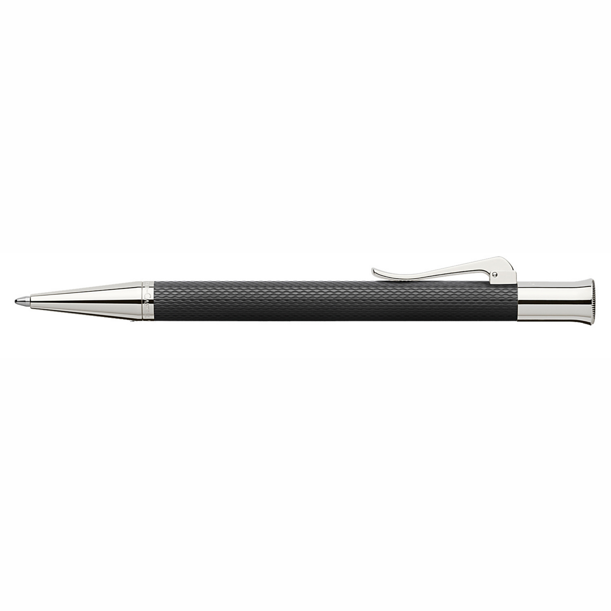 Graf von Faber-Castell Propelling Ballpen - Guilloche Black Resin Rhodium Plated