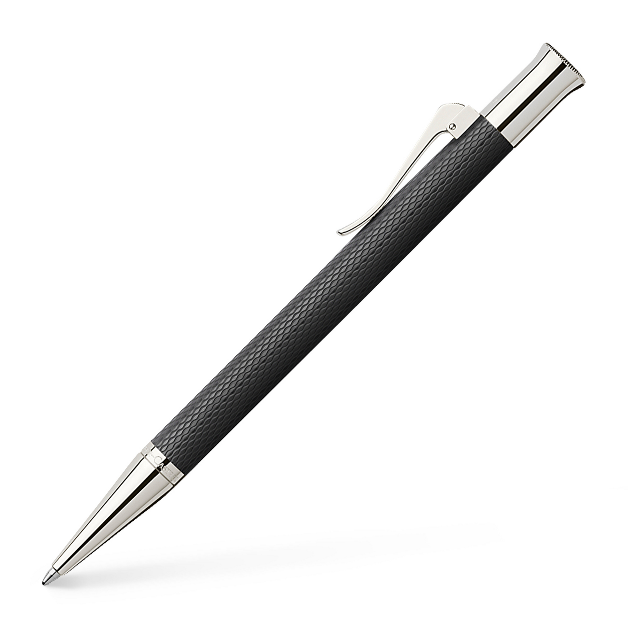 Graf von Faber-Castell Propelling Ballpen - Guilloche Black Resin Rhodium Plated